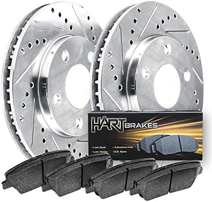 Hart Brakes Front Brakes and Rotors Kit |Front Brake Pads| Brake Rotors and Pads| Ceramic Brake Pads and Rotors |1995-2002 Toyota 4Runner, 1995-2004 Toyota Tacoma