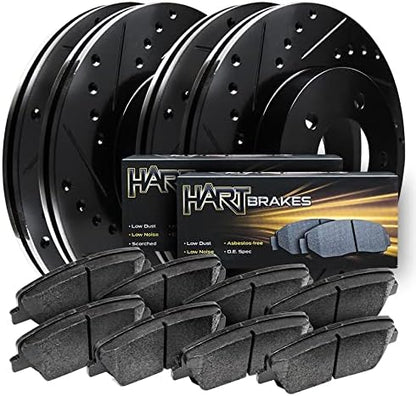 Hart Brakes Front Brakes and Rotors Kit |Front Brake Pads| Brake Rotors and Pads| Ceramic Brake Pads and Rotors |1995-2002 Toyota 4Runner, 1995-2004 Toyota Tacoma