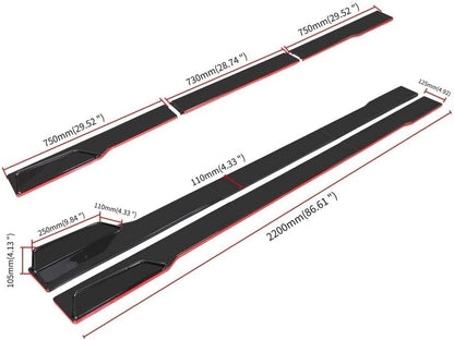 Evargc Black & Red Universal 69 - 73 Adjustable Car Front Bumper Lip Splitter Chin Spoiler Body Kit with 86.6 Side Skirt Extension Rocker Panel and Rear Bumper Lip Diffuser Compatible Most Vehicle