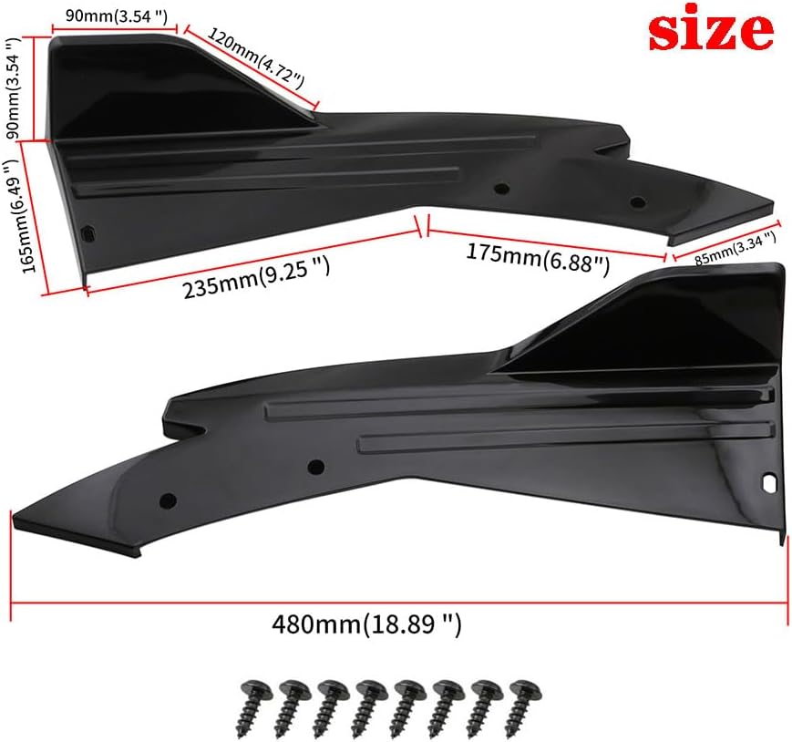 Evargc Black & Red Universal 69 - 73 Adjustable Car Front Bumper Lip Splitter Chin Spoiler Body Kit with 86.6 Side Skirt Extension Rocker Panel and Rear Bumper Lip Diffuser Compatible Most Vehicle