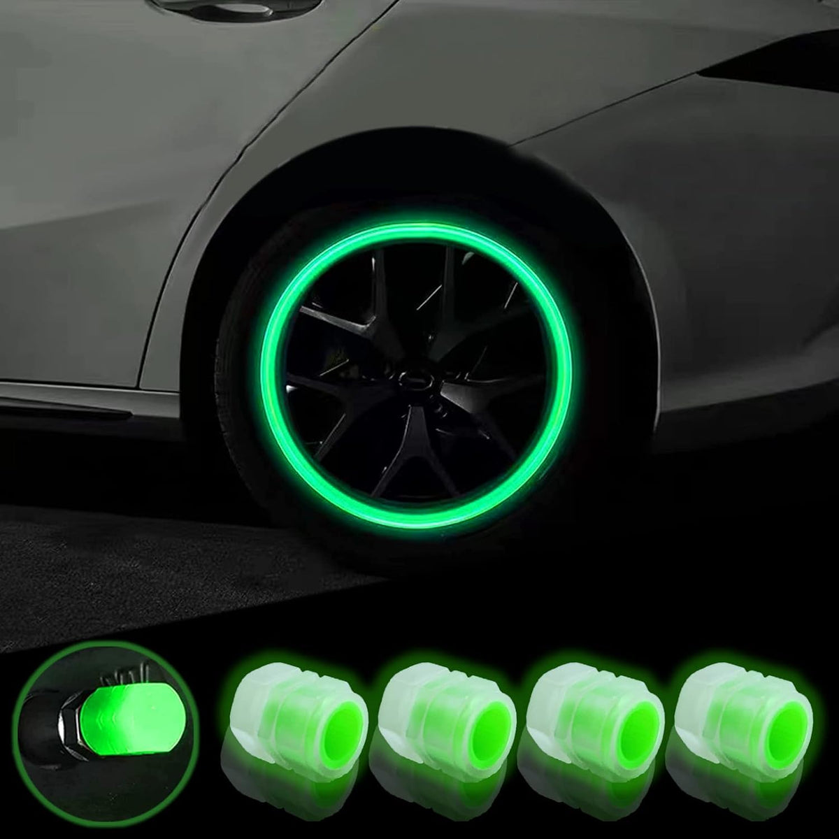 8PCS Car Tire Valve Stem Caps, Universal Noctilucent Waterproof Car Wheel Tire Caps, Suitable for Air Valve Caps for Cars, Motorcycles, Bicycles (Pink)
