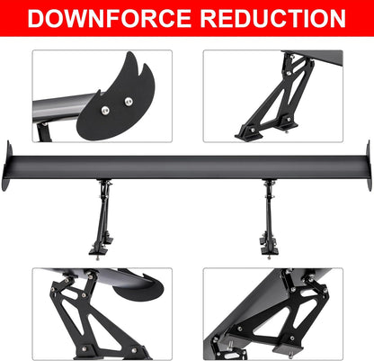 Upgrades Wing Spoiler 43.3, Aluminum Wing Adjustable Universal Lightweight Car Rear Wing GT Spoiler, Black Hatch Aluminum Single Deck fit Racing Spoiler BGW/JDM Drift