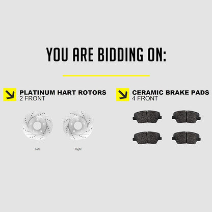 Hart Brakes Front Brakes and Rotors Kit |Front Brake Pads| Brake Rotors and Pads| Ceramic Brake Pads and Rotors |1995-2002 Toyota 4Runner, 1995-2004 Toyota Tacoma