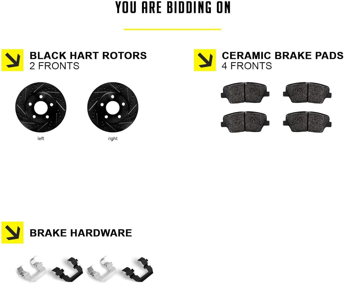 Hart Brakes Front Brakes and Rotors Kit |Front Brake Pads| Brake Rotors and Pads| Ceramic Brake Pads and Rotors |1995-2002 Toyota 4Runner, 1995-2004 Toyota Tacoma