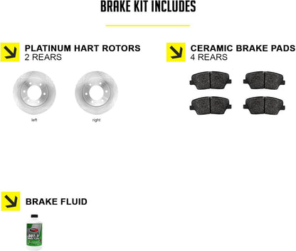 Hart Brakes Front Brakes and Rotors Kit |Front Brake Pads| Brake Rotors and Pads| Ceramic Brake Pads and Rotors |1995-2002 Toyota 4Runner, 1995-2004 Toyota Tacoma