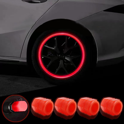 8PCS Car Tire Valve Stem Caps, Universal Noctilucent Waterproof Car Wheel Tire Caps, Suitable for Air Valve Caps for Cars, Motorcycles, Bicycles (Pink)