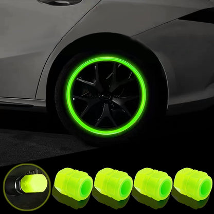 8PCS Car Tire Valve Stem Caps, Universal Noctilucent Waterproof Car Wheel Tire Caps, Suitable for Air Valve Caps for Cars, Motorcycles, Bicycles (Pink)