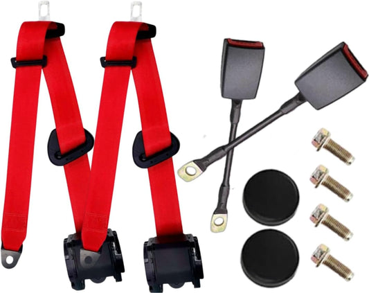 2 Pack 3 Point Pads Universal Adjustable Retractable Lap Set for Go Kart,Club Golf Cart,UTV,VR,Minivan Van, SUV, Cars, Buggies,Pickup and Truck for Modification Belts Kits(Black-L)