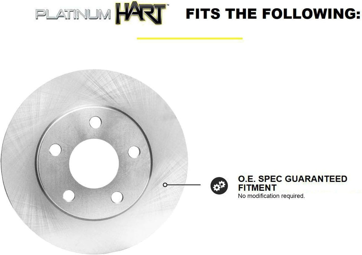 Hart Brakes Front Brakes and Rotors Kit |Front Brake Pads| Brake Rotors and Pads| Ceramic Brake Pads and Rotors |1995-2002 Toyota 4Runner, 1995-2004 Toyota Tacoma