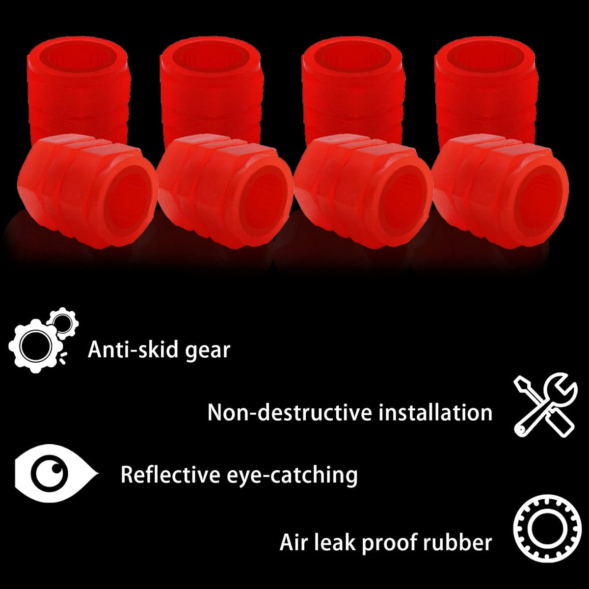 8PCS Car Tire Valve Stem Caps, Universal Noctilucent Waterproof Car Wheel Tire Caps, Suitable for Air Valve Caps for Cars, Motorcycles, Bicycles (Pink)