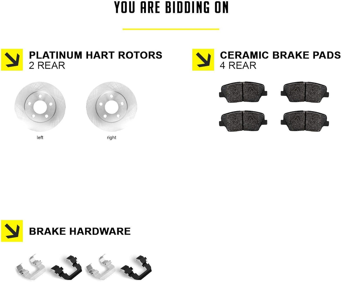 Hart Brakes Front Brakes and Rotors Kit |Front Brake Pads| Brake Rotors and Pads| Ceramic Brake Pads and Rotors |1995-2002 Toyota 4Runner, 1995-2004 Toyota Tacoma