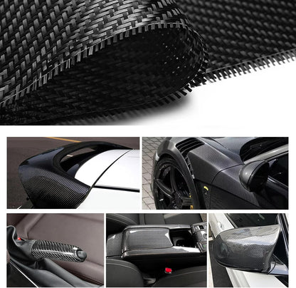 Yumfugu 1 PC Car Body Wrap, 11.81 x 118.1 Self-Adhesive 6D Glossy Carbon Fiber Pattern PVC Interior Modification Sticker, Multifunctional DIY Decorative Accessory, Suitable for Most Cars (Black)