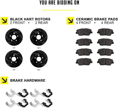Hart Brakes Front Brakes and Rotors Kit |Front Brake Pads| Brake Rotors and Pads| Ceramic Brake Pads and Rotors |1995-2002 Toyota 4Runner, 1995-2004 Toyota Tacoma