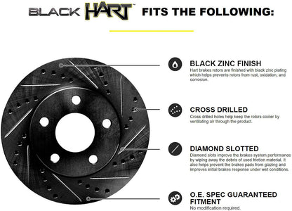Hart Brakes Front Brakes and Rotors Kit |Front Brake Pads| Brake Rotors and Pads| Ceramic Brake Pads and Rotors |1995-2002 Toyota 4Runner, 1995-2004 Toyota Tacoma