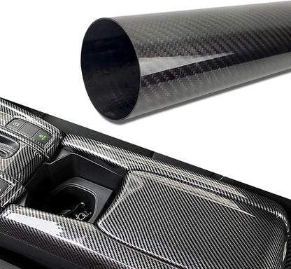 Yumfugu 1 PC Car Body Wrap, 11.81 x 118.1 Self-Adhesive 6D Glossy Carbon Fiber Pattern PVC Interior Modification Sticker, Multifunctional DIY Decorative Accessory, Suitable for Most Cars (Black)