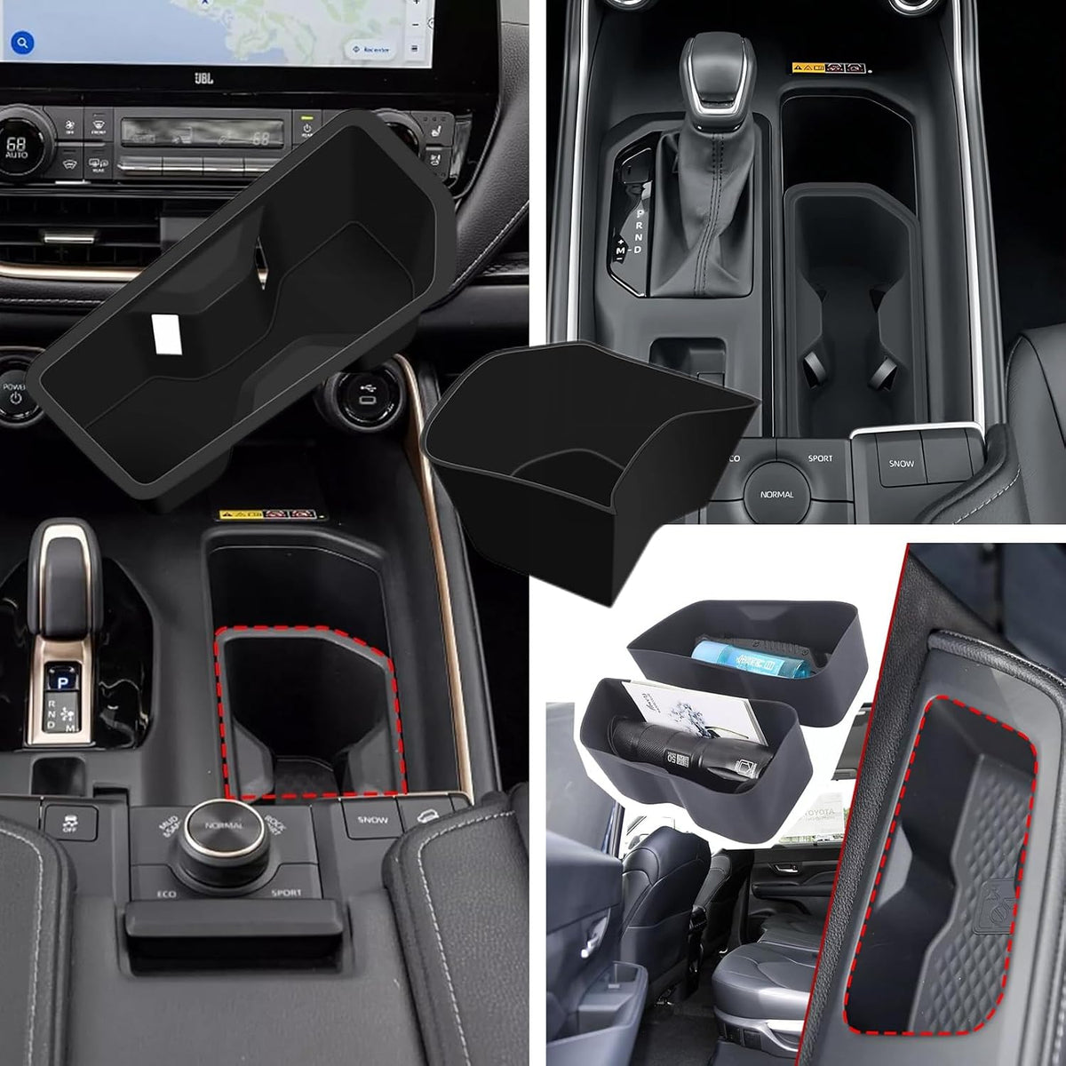 Rear Car Door Container Silica Gel Pad Suitable for 2024 2025 Toyot-a Grand Highlander Handle Storage Slot Pad Internal Modification Accessories Doorknob Silicone Mat Storage Containers(2pcs)