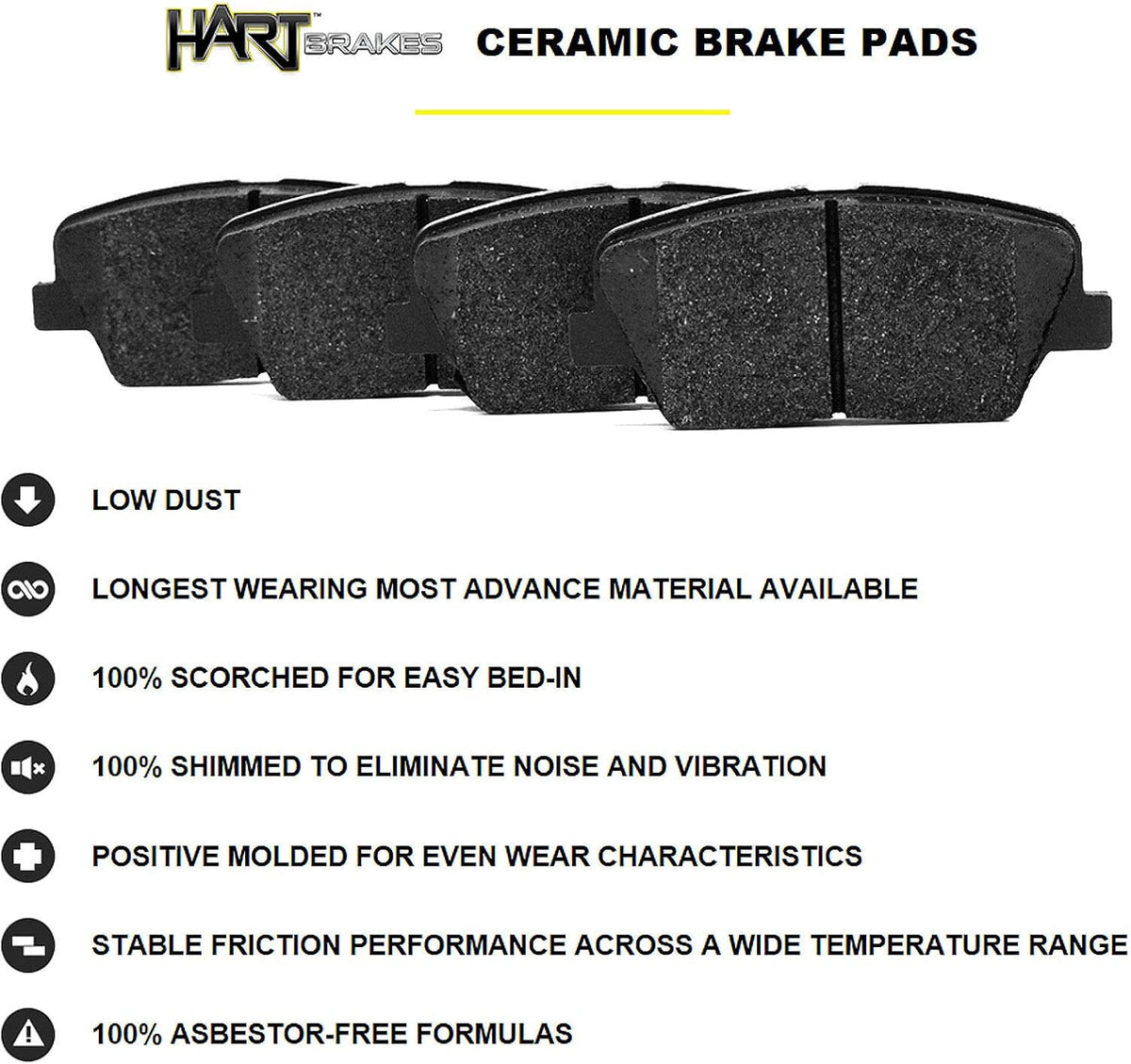 Hart Brakes Front Brakes and Rotors Kit |Front Brake Pads| Brake Rotors and Pads| Ceramic Brake Pads and Rotors |1995-2002 Toyota 4Runner, 1995-2004 Toyota Tacoma