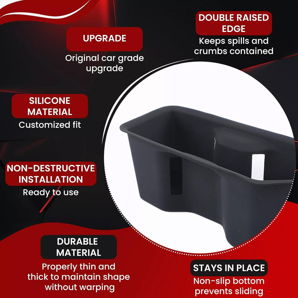 Rear Car Door Container Silica Gel Pad Suitable for 2024 2025 Toyot-a Grand Highlander Handle Storage Slot Pad Internal Modification Accessories Doorknob Silicone Mat Storage Containers(2pcs)
