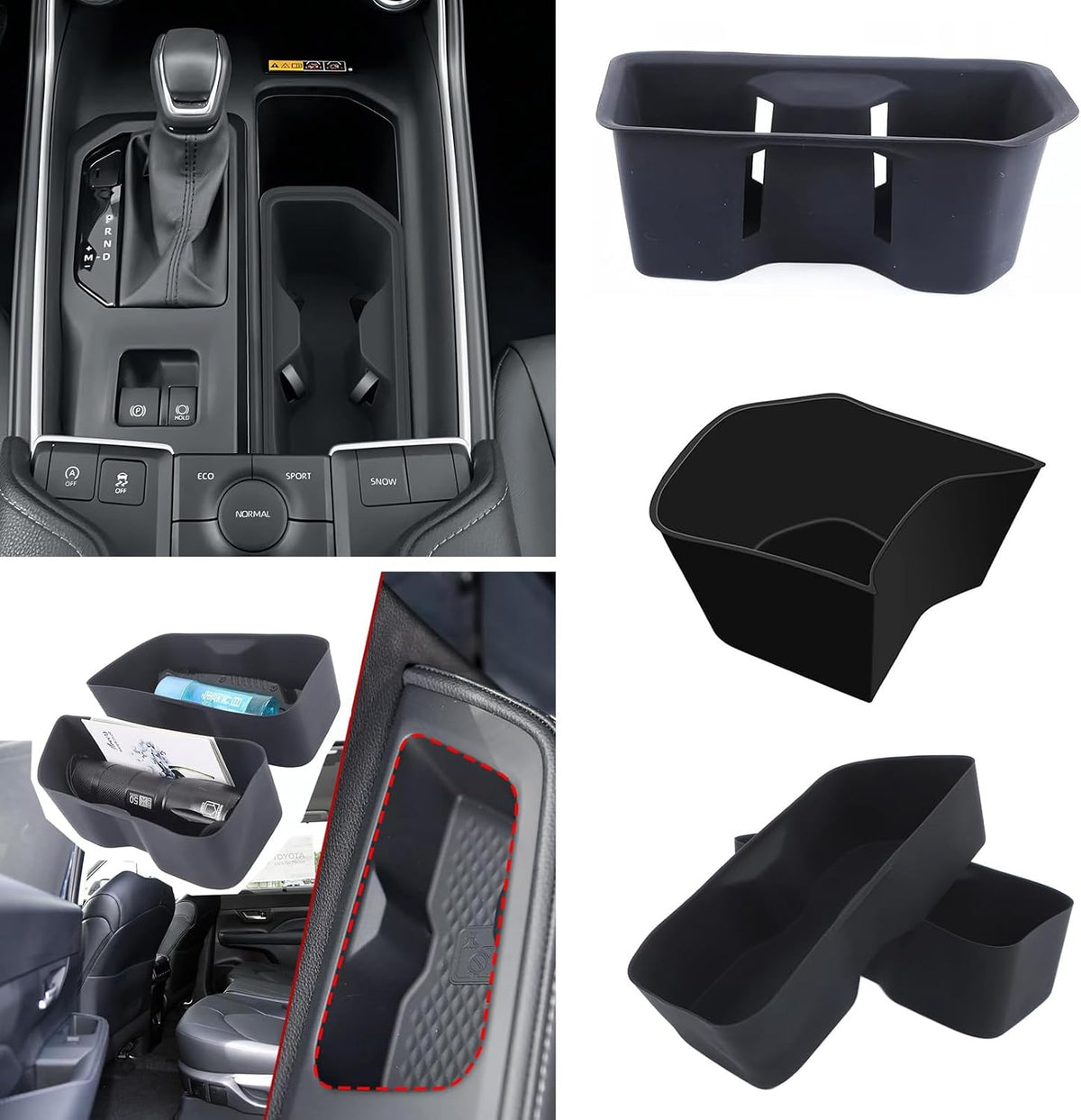 Rear Car Door Container Silica Gel Pad Suitable for 2024 2025 Toyot-a Grand Highlander Handle Storage Slot Pad Internal Modification Accessories Doorknob Silicone Mat Storage Containers(2pcs)