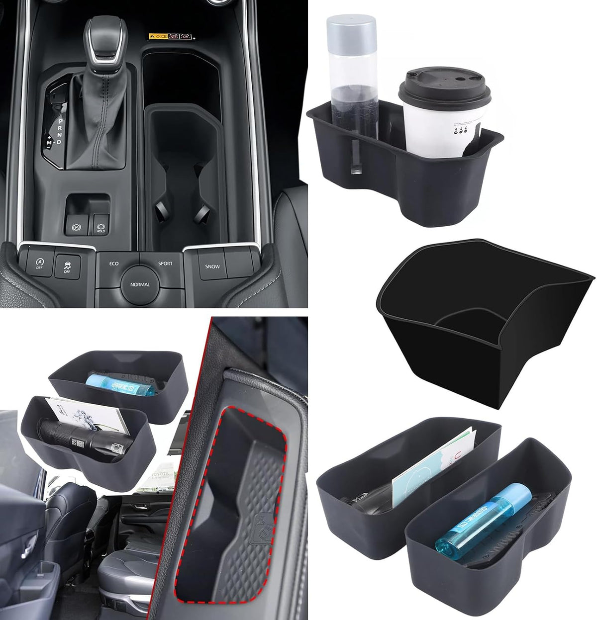 Rear Car Door Container Silica Gel Pad Suitable for 2024 2025 Toyot-a Grand Highlander Handle Storage Slot Pad Internal Modification Accessories Doorknob Silicone Mat Storage Containers(2pcs)