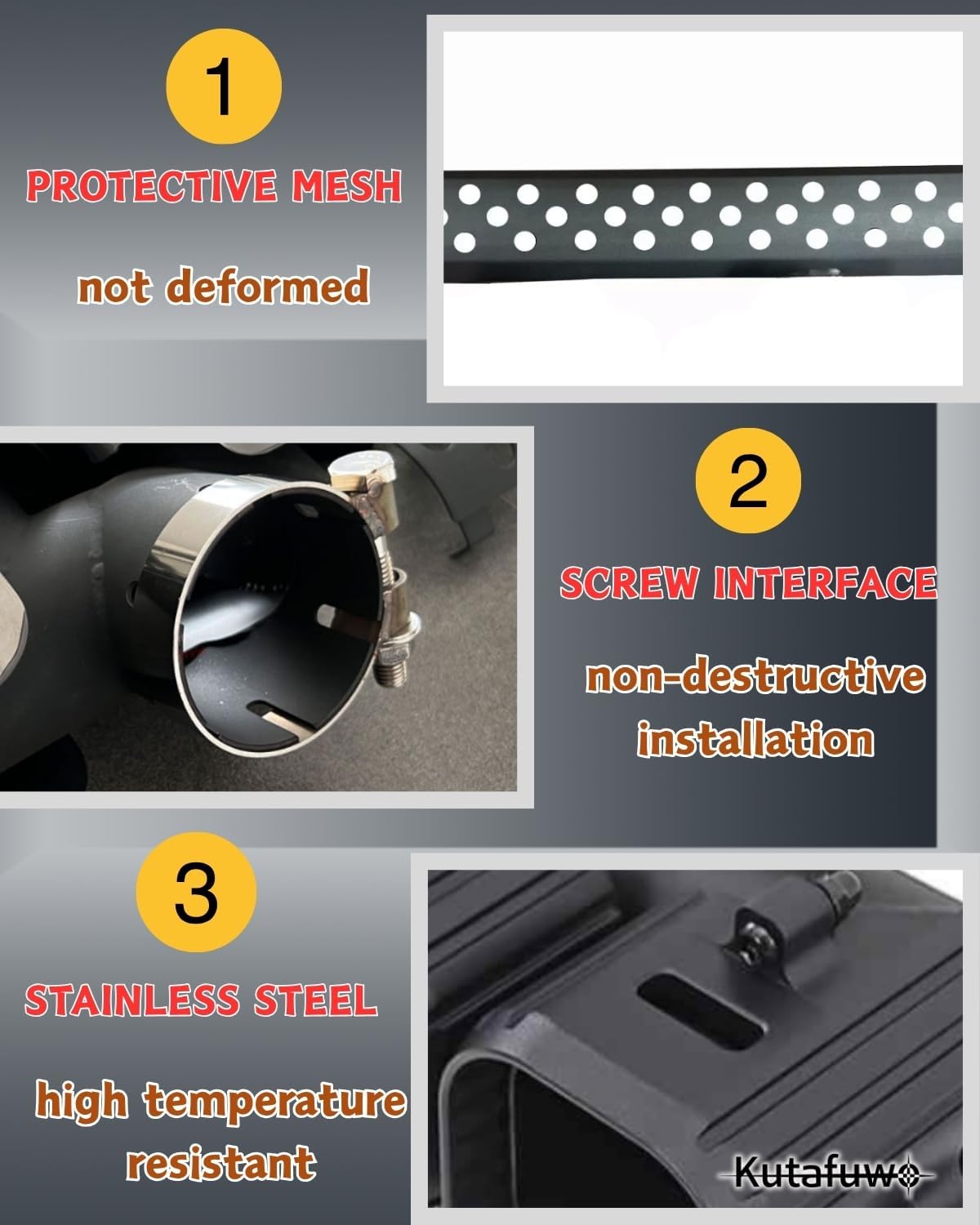 KUTAFUWO Car Exhaust Pipe for 2020-2025 Land Rover Defender 90 110 130, Four Outlet Square Port High Temperature Resistant Car Exhaust Pipe Modification Tailpipe Exhaust Tip Defender Accessories