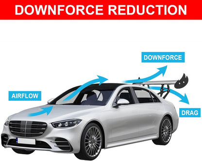Upgrades Wing Spoiler 43.3, Aluminum Wing Adjustable Universal Lightweight Car Rear Wing GT Spoiler, Black Hatch Aluminum Single Deck fit Racing Spoiler BGW/JDM Drift
