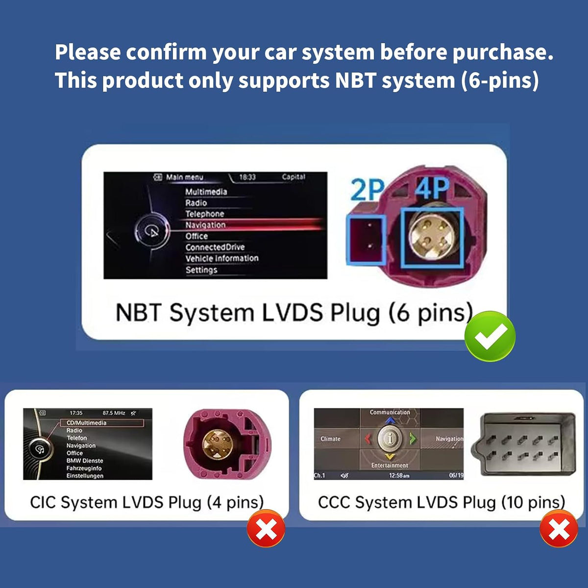 AUTOABC Wireless CarPlay/Android Car Modification Module for BMW NBT System 3/4/5/6/7 Series X1/X3/X4/X5/X6 2012-2016 Support Mirrorlink and OEM Car Functions