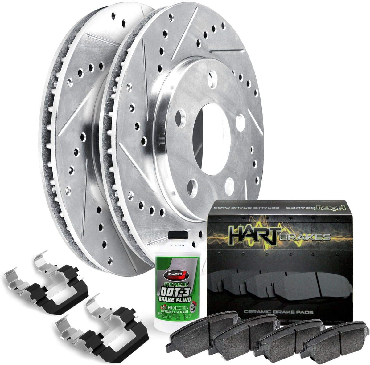 Hart Brakes Front Brakes and Rotors Kit |Front Brake Pads| Brake Rotors and Pads| Ceramic Brake Pads and Rotors |1995-2002 Toyota 4Runner, 1995-2004 Toyota Tacoma