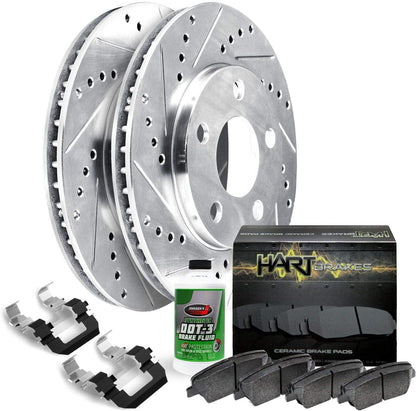 Hart Brakes Front Brakes and Rotors Kit |Front Brake Pads| Brake Rotors and Pads| Ceramic Brake Pads and Rotors |1995-2002 Toyota 4Runner, 1995-2004 Toyota Tacoma