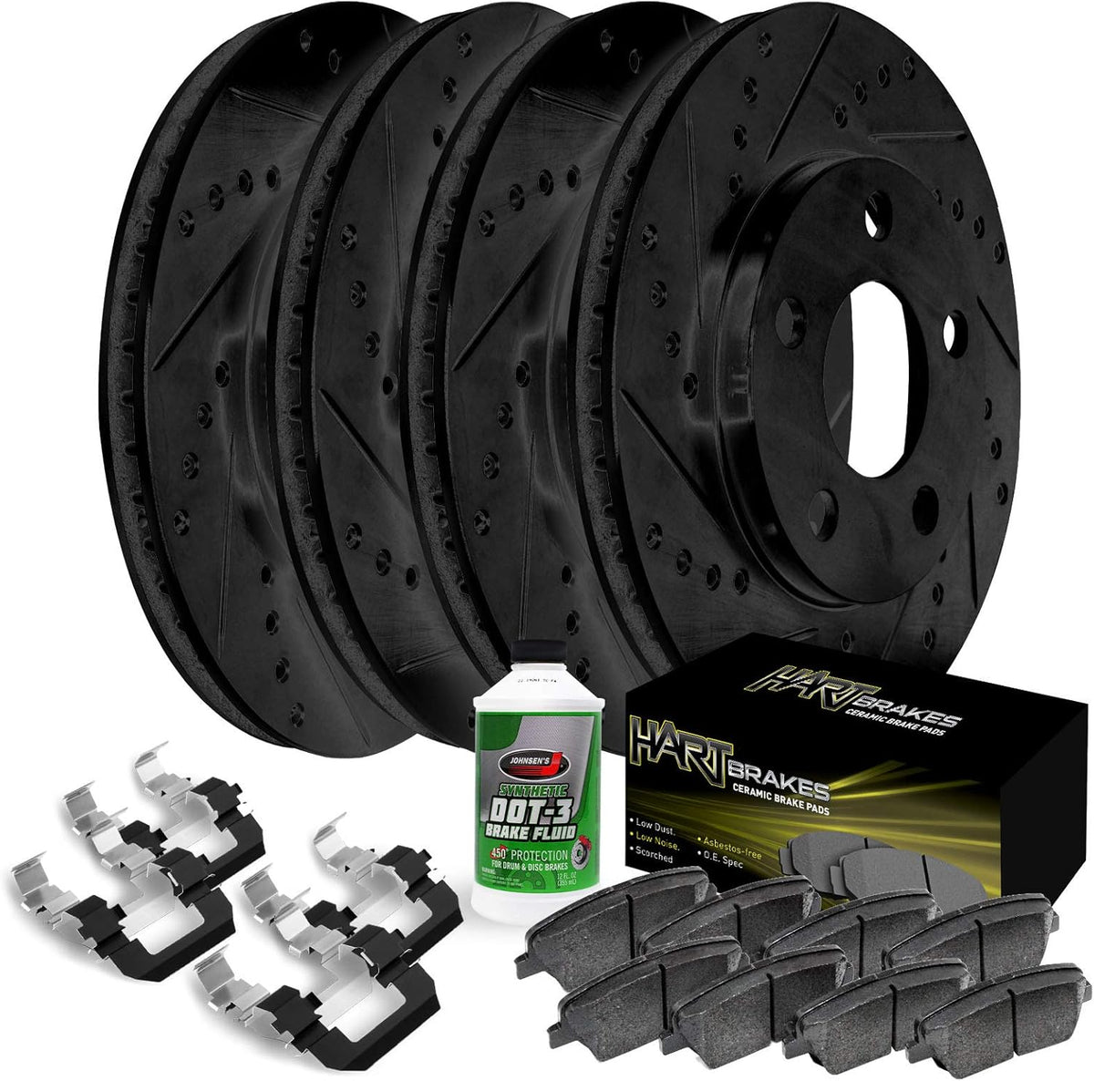 Hart Brakes Front Brakes and Rotors Kit |Front Brake Pads| Brake Rotors and Pads| Ceramic Brake Pads and Rotors |1995-2002 Toyota 4Runner, 1995-2004 Toyota Tacoma