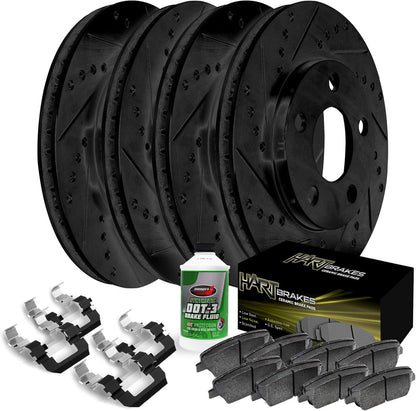 Hart Brakes Front Brakes and Rotors Kit |Front Brake Pads| Brake Rotors and Pads| Ceramic Brake Pads and Rotors |1995-2002 Toyota 4Runner, 1995-2004 Toyota Tacoma