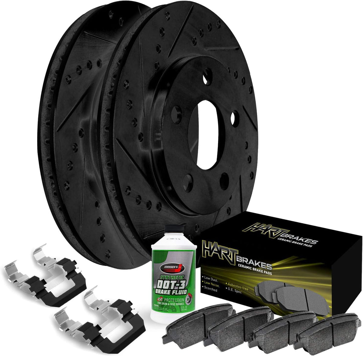 Hart Brakes Front Brakes and Rotors Kit |Front Brake Pads| Brake Rotors and Pads| Ceramic Brake Pads and Rotors |1995-2002 Toyota 4Runner, 1995-2004 Toyota Tacoma