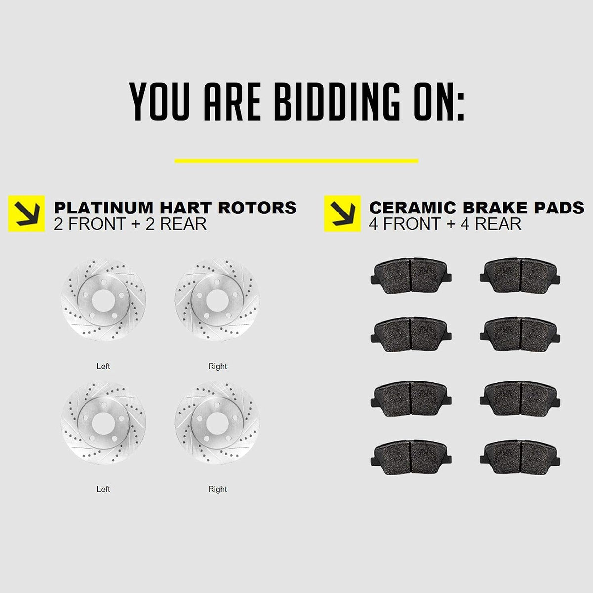 Hart Brakes Front Brakes and Rotors Kit |Front Brake Pads| Brake Rotors and Pads| Ceramic Brake Pads and Rotors |1995-2002 Toyota 4Runner, 1995-2004 Toyota Tacoma