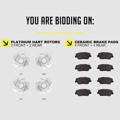 Hart Brakes Front Brakes and Rotors Kit |Front Brake Pads| Brake Rotors and Pads| Ceramic Brake Pads and Rotors |1995-2002 Toyota 4Runner, 1995-2004 Toyota Tacoma