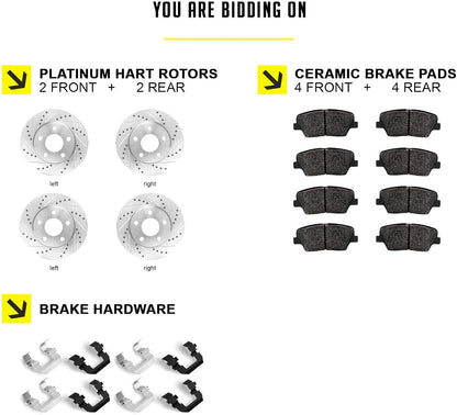 Hart Brakes Front Brakes and Rotors Kit |Front Brake Pads| Brake Rotors and Pads| Ceramic Brake Pads and Rotors |1995-2002 Toyota 4Runner, 1995-2004 Toyota Tacoma