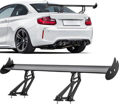 Upgrades Wing Spoiler 43.3, Aluminum Wing Adjustable Universal Lightweight Car Rear Wing GT Spoiler, Black Hatch Aluminum Single Deck fit Racing Spoiler BGW/JDM Drift