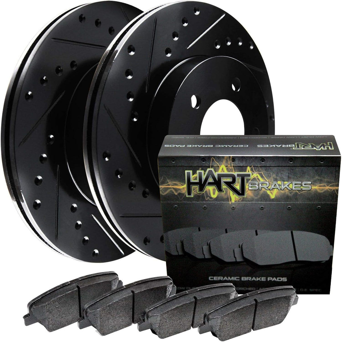 Hart Brakes Front Brakes and Rotors Kit |Front Brake Pads| Brake Rotors and Pads| Ceramic Brake Pads and Rotors |1995-2002 Toyota 4Runner, 1995-2004 Toyota Tacoma
