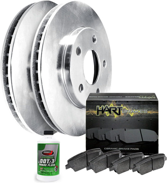 Hart Brakes Front Brakes and Rotors Kit |Front Brake Pads| Brake Rotors and Pads| Ceramic Brake Pads and Rotors |1995-2002 Toyota 4Runner, 1995-2004 Toyota Tacoma