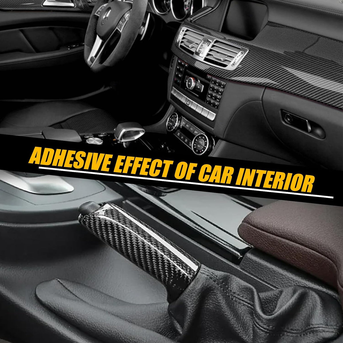 Yumfugu 1 PC Car Body Wrap, 11.81 x 118.1 Self-Adhesive 6D Glossy Carbon Fiber Pattern PVC Interior Modification Sticker, Multifunctional DIY Decorative Accessory, Suitable for Most Cars (Black)