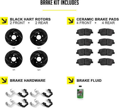 Hart Brakes Front Brakes and Rotors Kit |Front Brake Pads| Brake Rotors and Pads| Ceramic Brake Pads and Rotors |1995-2002 Toyota 4Runner, 1995-2004 Toyota Tacoma