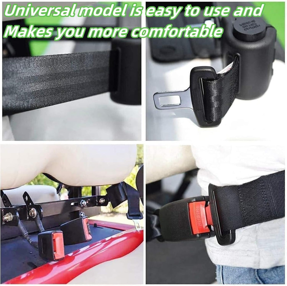 2 Pack 3 Point Pads Universal Adjustable Retractable Lap Set for Go Kart,Club Golf Cart,UTV,VR,Minivan Van, SUV, Cars, Buggies,Pickup and Truck for Modification Belts Kits(Black-L)