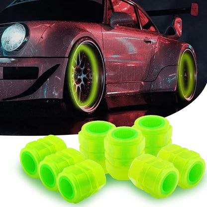 8PCS Car Tire Valve Stem Caps, Universal Noctilucent Waterproof Car Wheel Tire Caps, Suitable for Air Valve Caps for Cars, Motorcycles, Bicycles (Pink)