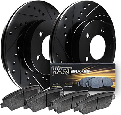 Hart Brakes Front Brakes and Rotors Kit |Front Brake Pads| Brake Rotors and Pads| Ceramic Brake Pads and Rotors |1995-2002 Toyota 4Runner, 1995-2004 Toyota Tacoma