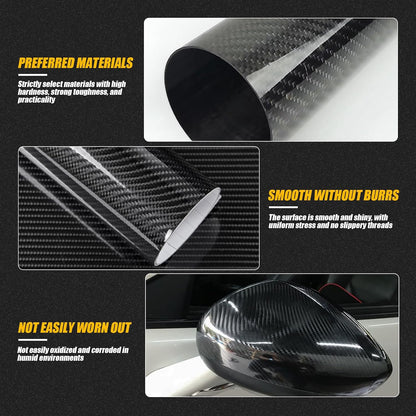 Yumfugu 1 PC Car Body Wrap, 11.81 x 118.1 Self-Adhesive 6D Glossy Carbon Fiber Pattern PVC Interior Modification Sticker, Multifunctional DIY Decorative Accessory, Suitable for Most Cars (Black)