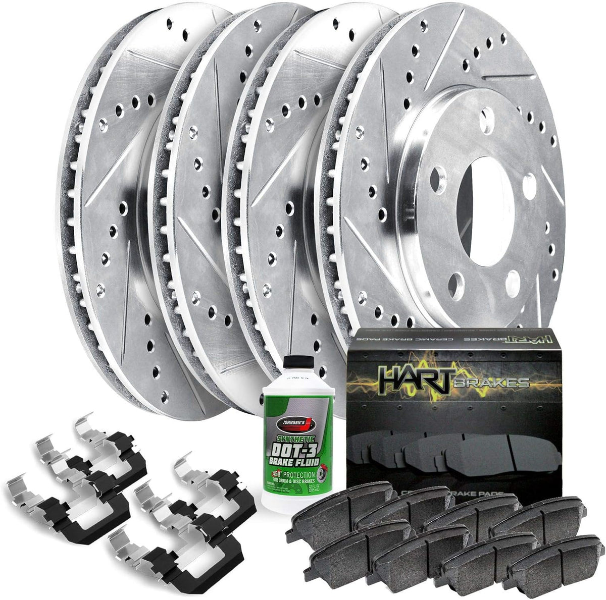 Hart Brakes Front Brakes and Rotors Kit |Front Brake Pads| Brake Rotors and Pads| Ceramic Brake Pads and Rotors |1995-2002 Toyota 4Runner, 1995-2004 Toyota Tacoma