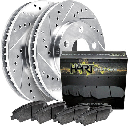 Hart Brakes Front Brakes and Rotors Kit |Front Brake Pads| Brake Rotors and Pads| Ceramic Brake Pads and Rotors |1995-2002 Toyota 4Runner, 1995-2004 Toyota Tacoma
