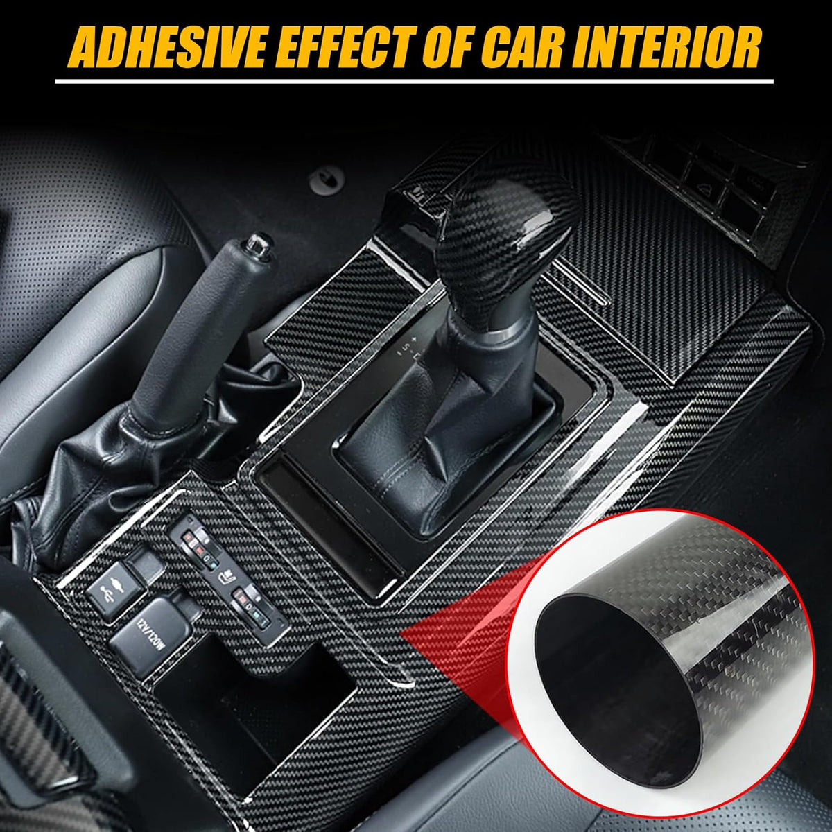Yumfugu 1 PC Car Body Wrap, 11.81 x 118.1 Self-Adhesive 6D Glossy Carbon Fiber Pattern PVC Interior Modification Sticker, Multifunctional DIY Decorative Accessory, Suitable for Most Cars (Black)