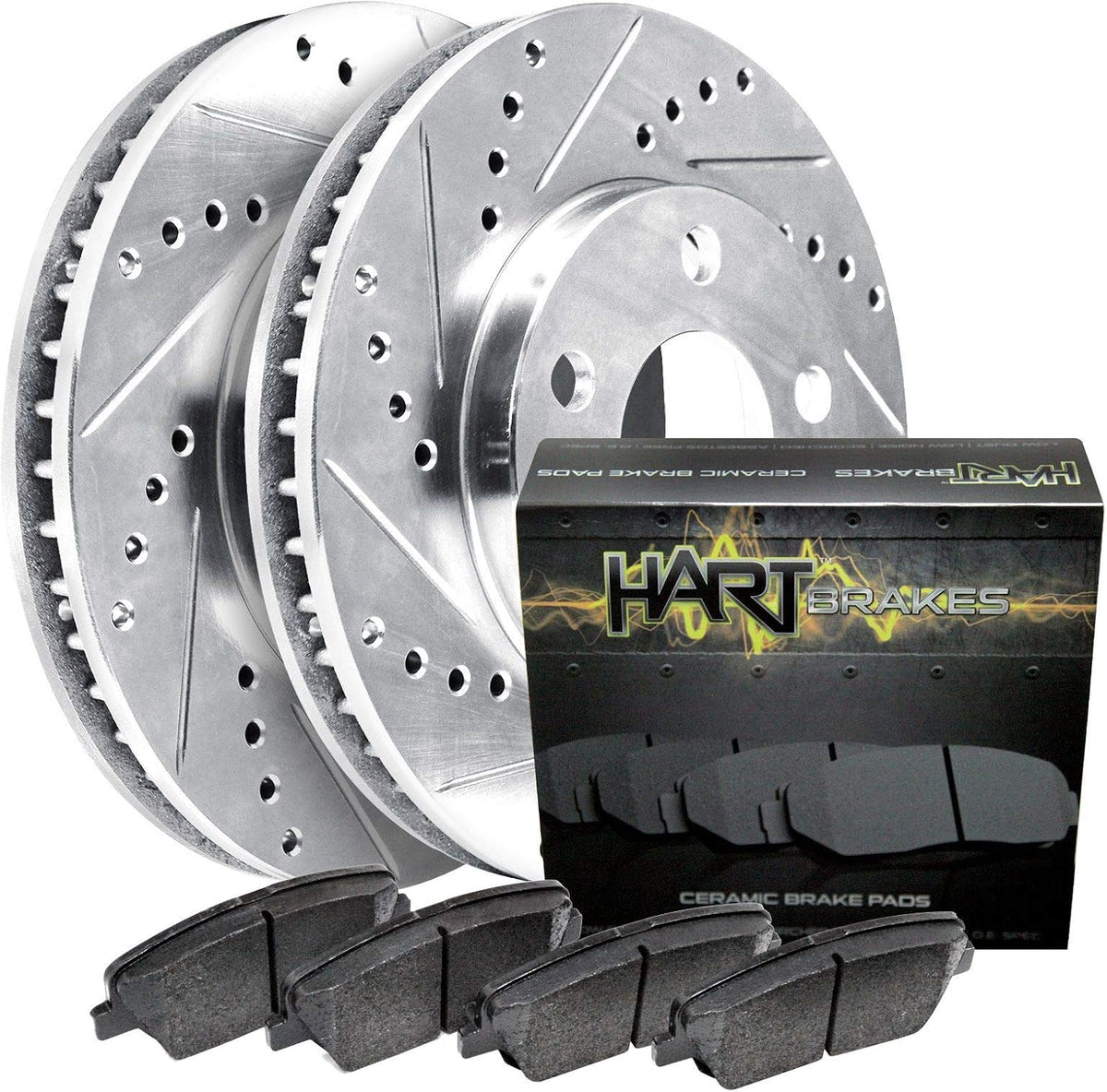 Hart Brakes Front Brakes and Rotors Kit |Front Brake Pads| Brake Rotors and Pads| Ceramic Brake Pads and Rotors |1995-2002 Toyota 4Runner, 1995-2004 Toyota Tacoma